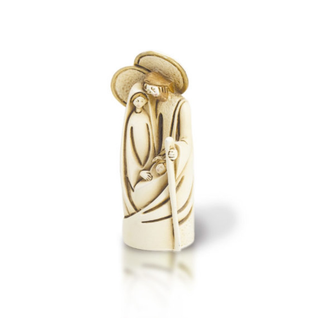 Sagrada Família Estilizada Bege C/ Dourado 3x7,5cm