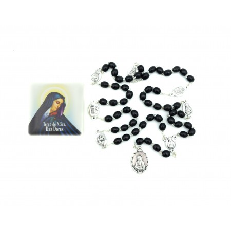 Terço de N. Srª das Dores C/ Coração e Cx Ilustrada Terço de N. Srª das Dores C/ Coração e Cx Ilustrada