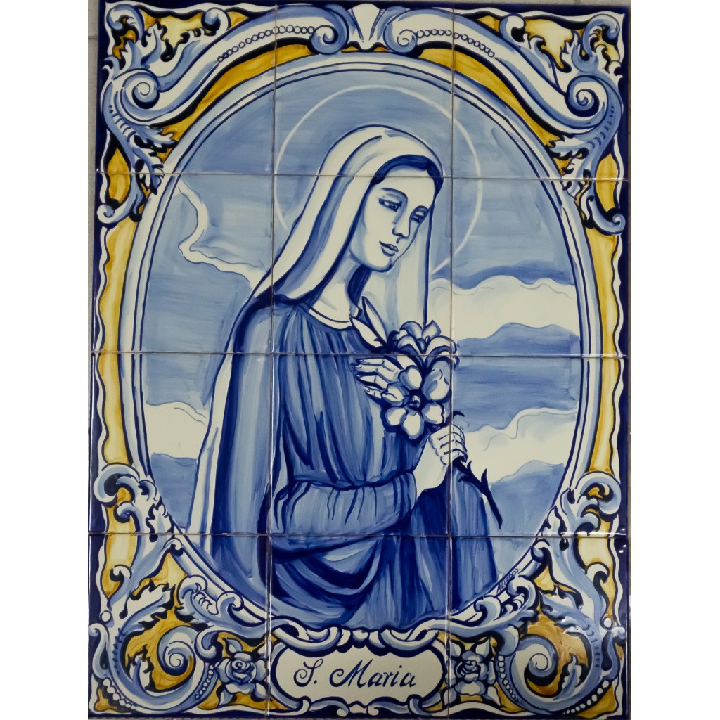 Painel de 12  Azulejos Pintados à Mão Tradicional