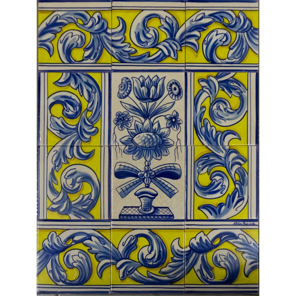 Painel de 12  Azulejos Pintados à Mão Tradicional