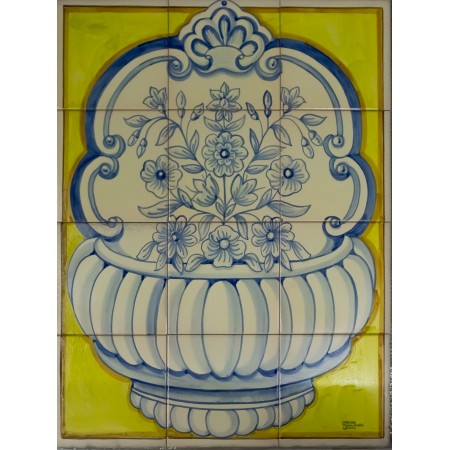 Painel de 12  Azulejos Pintados à Mão Tradicional Painel de 12  Azulejos Pintados à Mão Tradicional