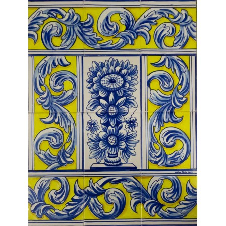 Painel de 12  Azulejos Pintados à Mão Tradicional Painel de 12  Azulejos Pintados à Mão Tradicional