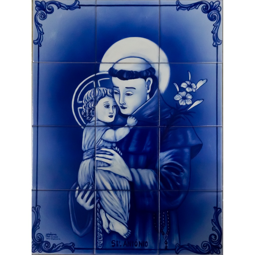 Painel de 12  Azulejos Pintados à Mão Uniforme