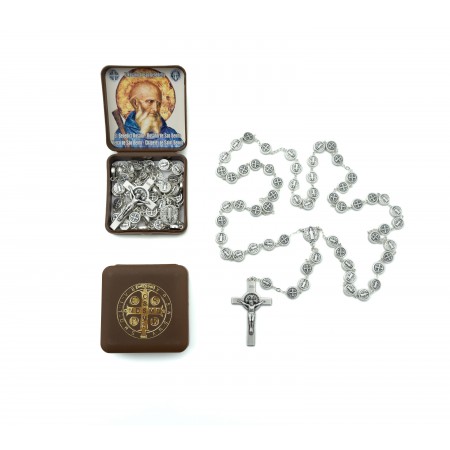 Terço de São Bento Metal C/ Medalhas C/ Caixa Terço de São Bento Metal C/ Medalhas C/ Caixa