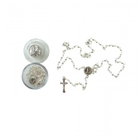 Terço de Metal 3mm C/ Fecho e Caixa Redonda Terço de Metal 3mm C/ Fecho e Caixa Redonda