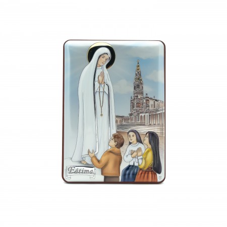 Placa Ap. Fátima + Santuário Argentada Color.22,5x17 Placa Ap. Fátima + Santuário Argentada Color.22,5x17