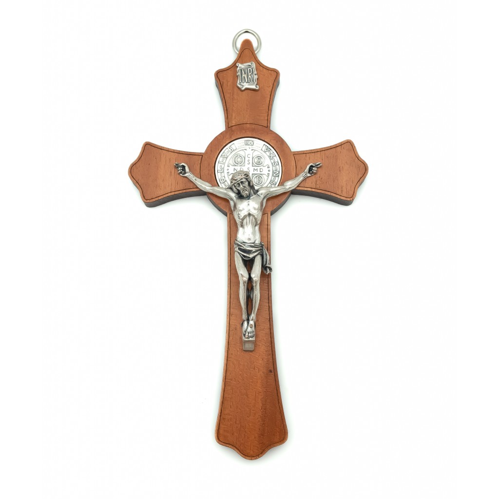Crucifixo de São Bento em Madeira 20x11cm