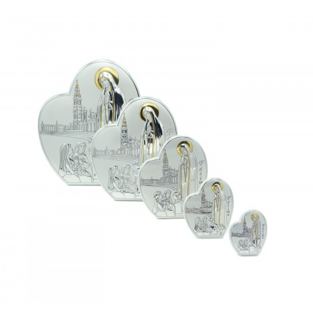 Placa Coração Aparição de Fátima Dourada