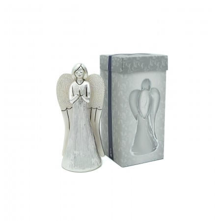 Anjo Argentado a Rezar 18,5cm c/ Caixa Anjo Argentado a Rezar 18,5cm c/ Caixa