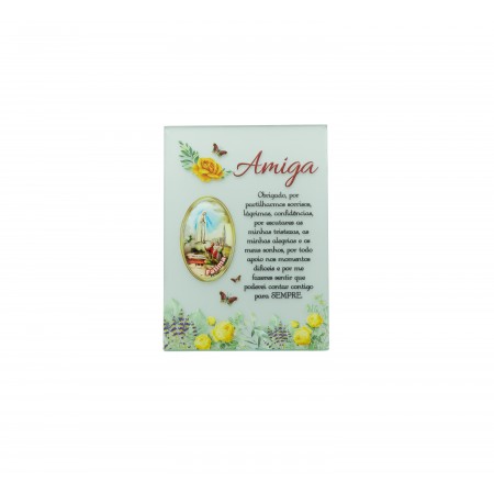 Placa de Vidro C/ Parentesco C/ Ap. Fátima