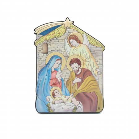Placa Madeira C/ Presépio Argentado 14x10.5cm Placa Madeira C/ Presépio Argentado 14x10.5cm