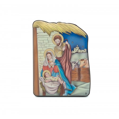 Placa Madeira C/ Presépio Argentado 14x10.5cm Placa Madeira C/ Presépio Argentado 14x10.5cm