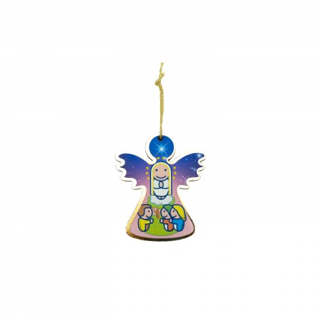 Medalhão em Madeira C/ Anjo e Aparição de Fátima Medalhão em Madeira C/ Anjo e Aparição de Fátima