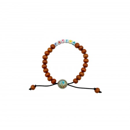 Pulseira de Madeira C/ Fátima Colorida Pulseira de Madeira C/ Fátima Colorida