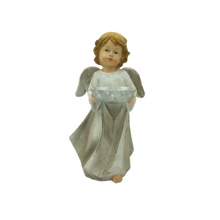 Anjo Cinza C/ Pia Coração 39cm Anjo Cinza C/ Pia Coração 39cm