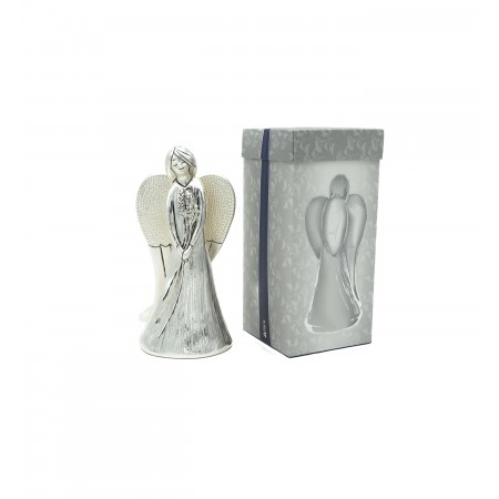 Anjo Argentado C/ Espigas 18,5cm c/ Caixa  Anjo Argentado C/ Espigas 18,5cm c/ Caixa
