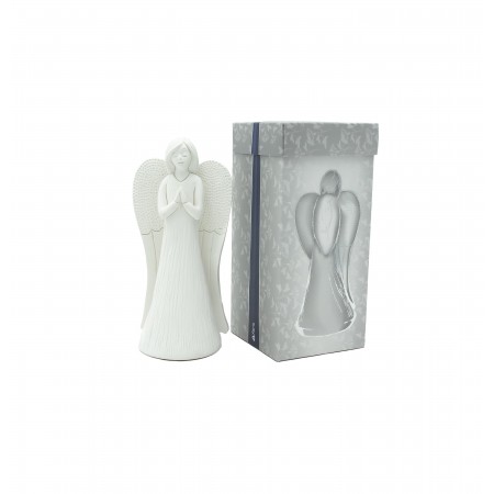 Anjo Branco em Resina a Rezar 18,5cm c/ Caixa  Anjo Branco em Resina a Rezar 18,5cm c/ Caixa