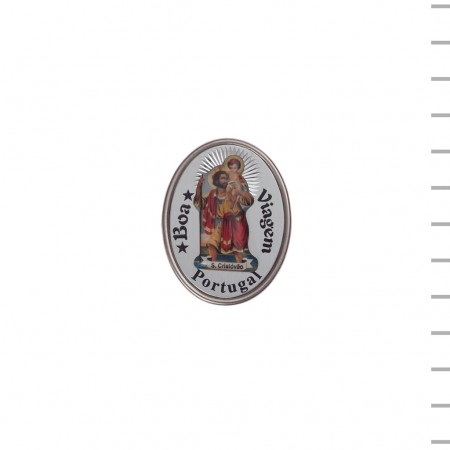 Íman Oval Prateado São Cristóvão Colorido Íman Oval Prateado São Cristóvão Colorido
