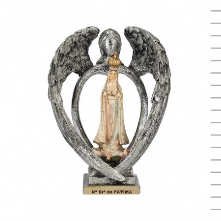 Anjo Prateado com Fátima 10cm Anjo Prateado com Fátima 10cm
