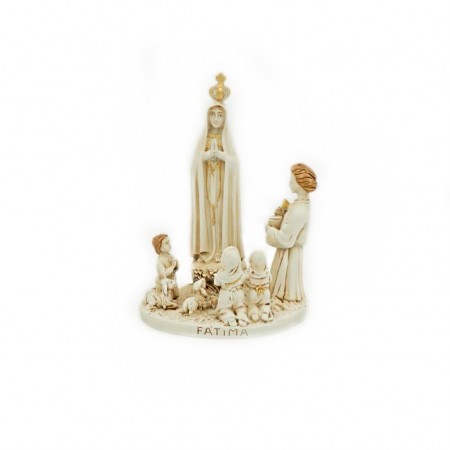 Aparição de Fátima C/ Anjo Bege 13,5cm Aparição de Fátima C/ Anjo Bege 13,5cm