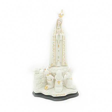 Aparição de FátimaC/ Pombas Porcelana e Ouro 35cm Aparição de FátimaC/ Pombas Porcelana e Ouro 35cm