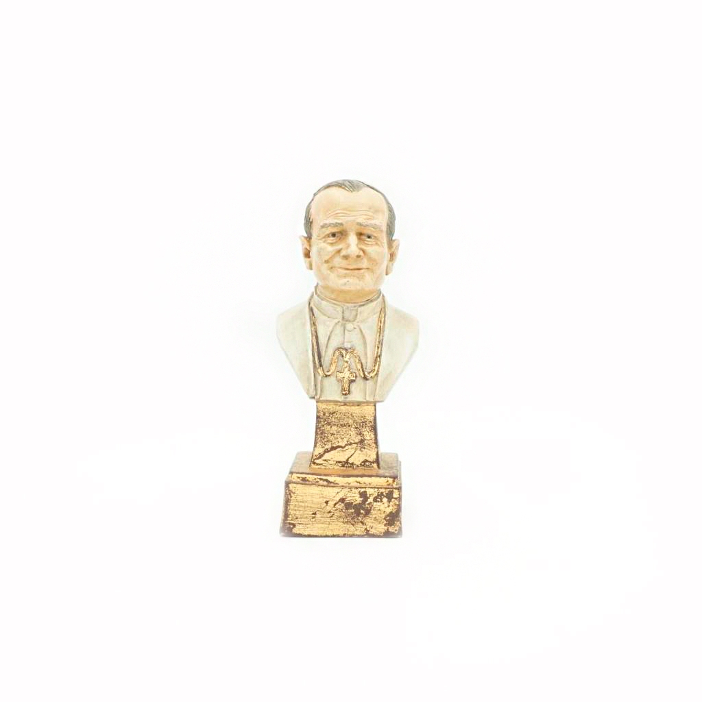 Busto de Papa João Paulo II Base Lisa Alta 22cm