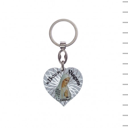 Chaveiro Alumínio Coração Fátima Colorida Chaveiro Alumínio Coração Fátima Colorida