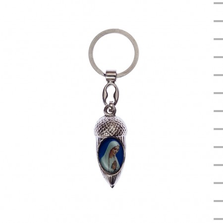 Chaveiro Bolota com Rosto Virgem Prateado