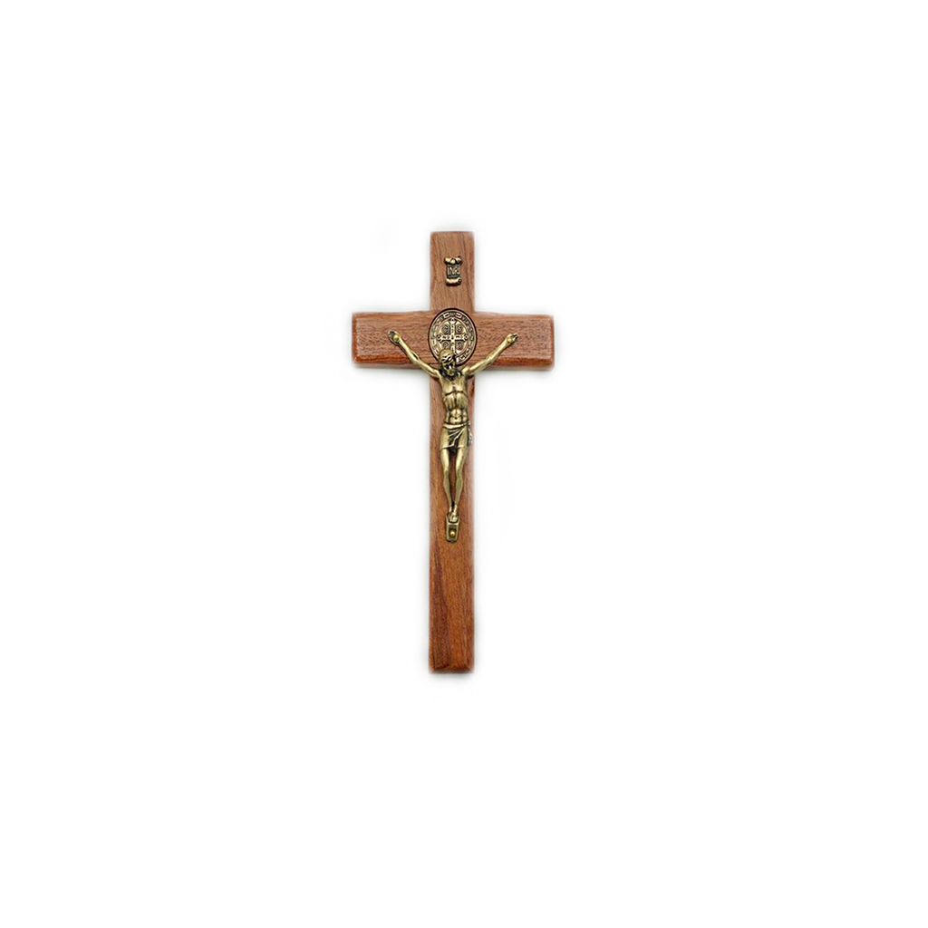 Crucifixo de Parede C/ Medalha de São Bento 13x7cm