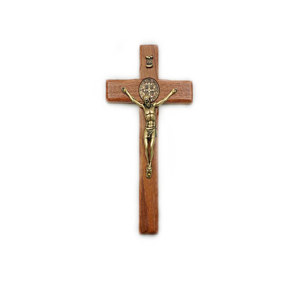 Crucifixo de Parede C/ Medalha de São Bento 16x9cm