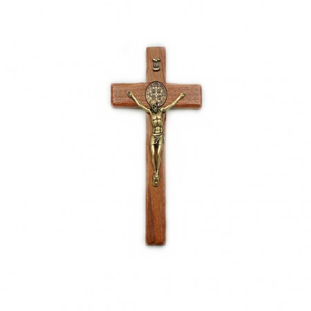 Crucifixo de Parede C/ Medalha de São Bento 16x9cm