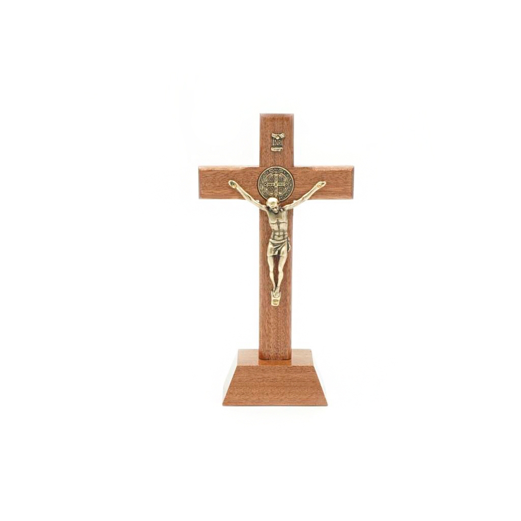Crucifixo de Pousar C/Medalha de São Bento17,5x9cm
