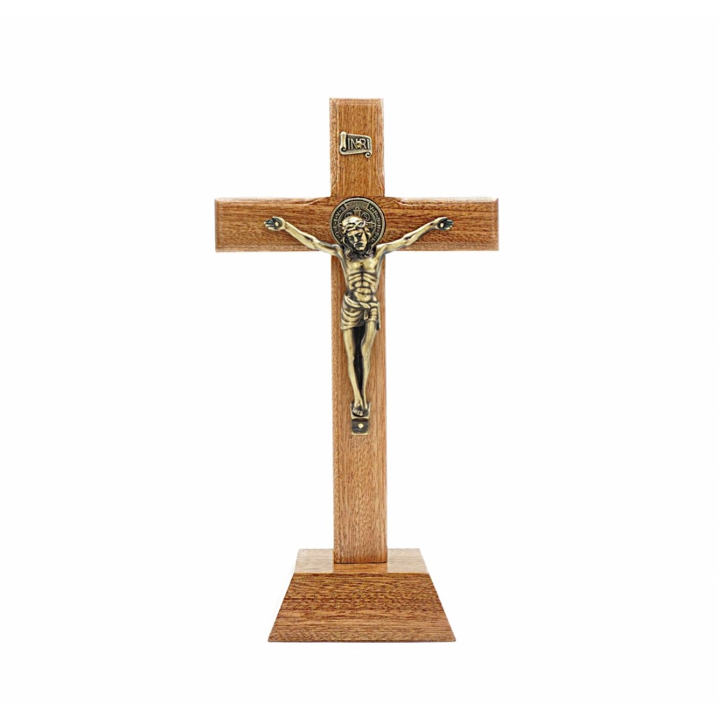 Crucifixo de Pousar C/Medalha de São Bento30x17cm