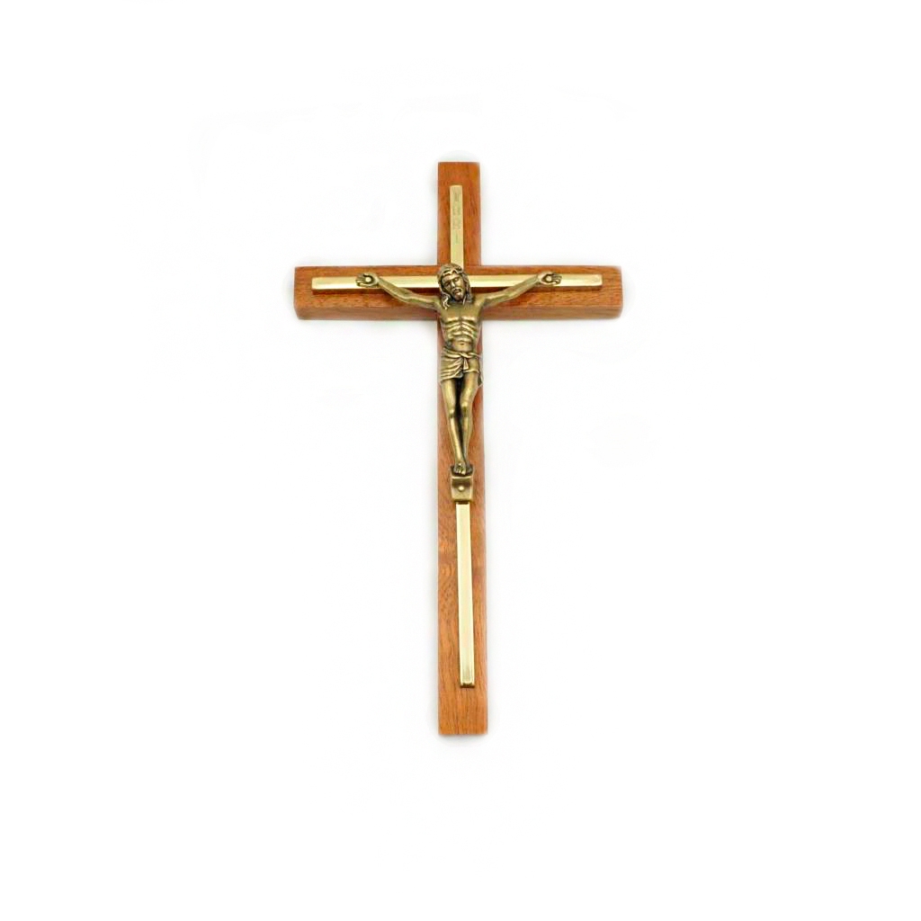 Crucifixo Duplo Metal de Parede 22.5*13.0cm