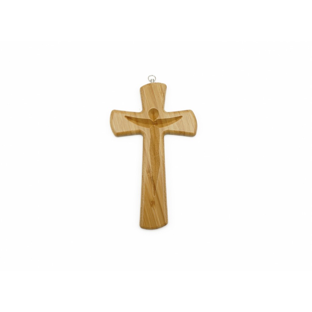 Cruz de Madeira Pendurar Estilizada 21x13cm