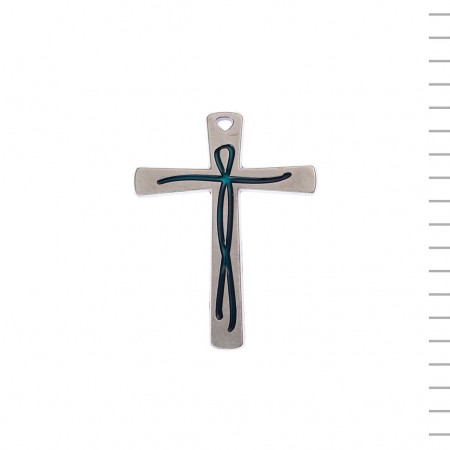 Cruz Prateada com Cristo Verde Cruz Prateada com Cristo Verde