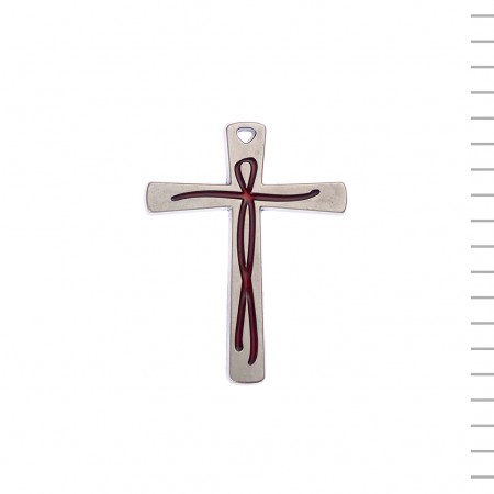 Cruz Prateada com Cristo Vermelho Cruz Prateada com Cristo Vermelho