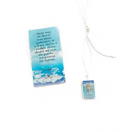 Fio C/ Medalha Anjo da Guarda e Oração Rosa/Azul Fio C/ Medalha Anjo da Guarda e Oração Rosa/Azul