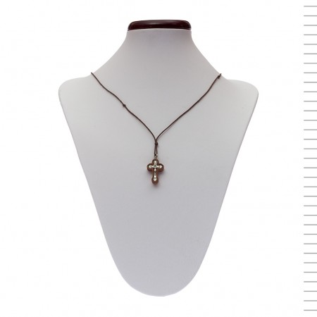 Fio com Cruz Madeira Oliveira e Cristo Esmalte Fio com Cruz Madeira Oliveira e Cristo Esmalte