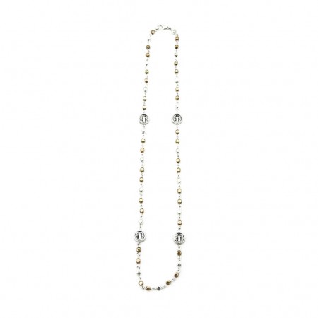 Fio Terço Tricolor C/ Medalhas de São Bento Fio Terço Tricolor C/ Medalhas de São Bento