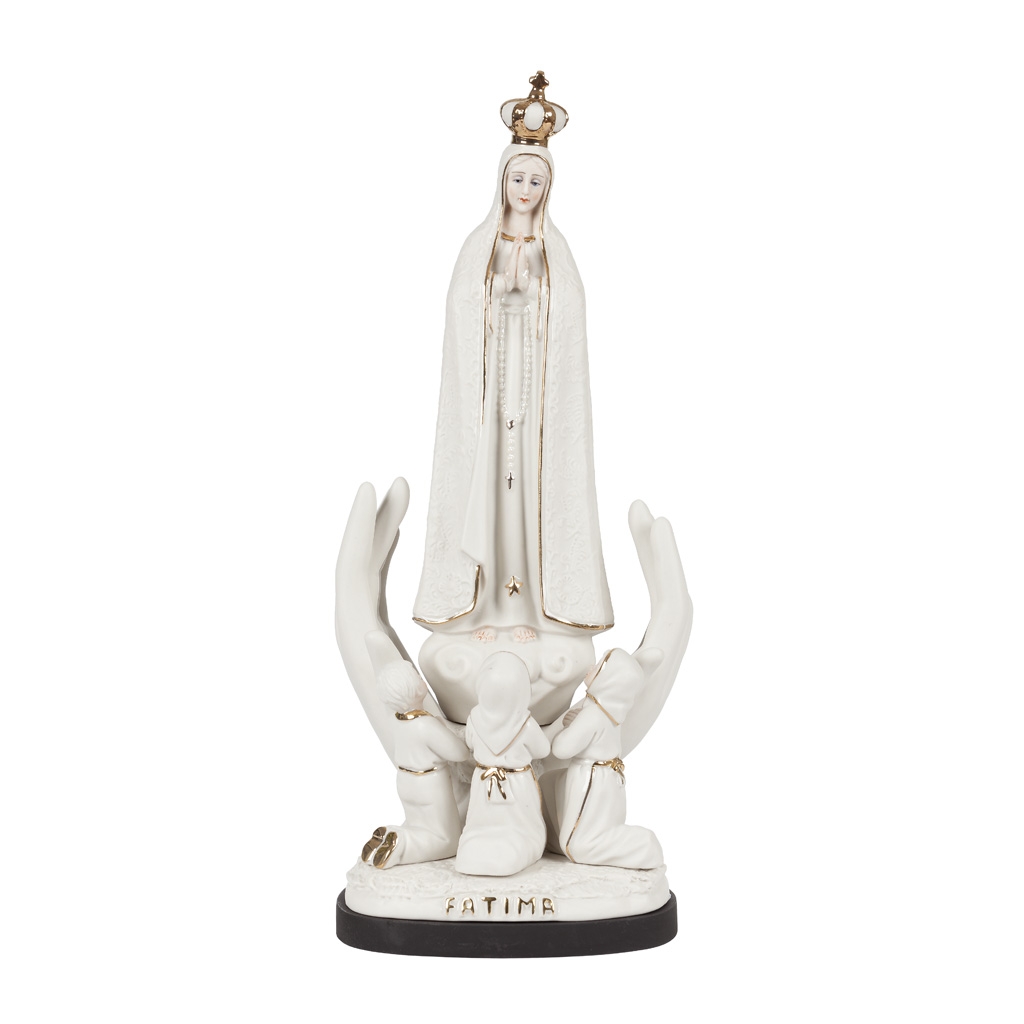 Mãos de Porcelana Aparição de Fátima Ouro - 34cm