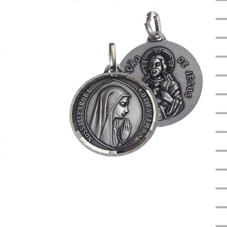 Medalha Nikelada Rosto VS Aparição de Fátima 3cm