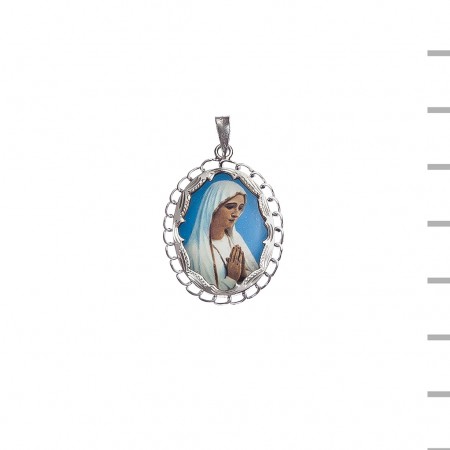 Medalha Oval Fátima Prata e Esmalte 2,8mm 1,50gr Vários Modelos Medalha Oval Fátima Prata e Esmalte 2,8mm 1,50gr Vários Modelos