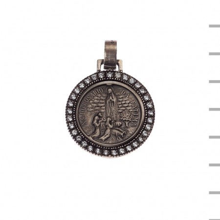 Medalha Prata e Pedras Fátima Aparição 12,70gr Medalha Prata e Pedras Fátima Aparição 12,70gr