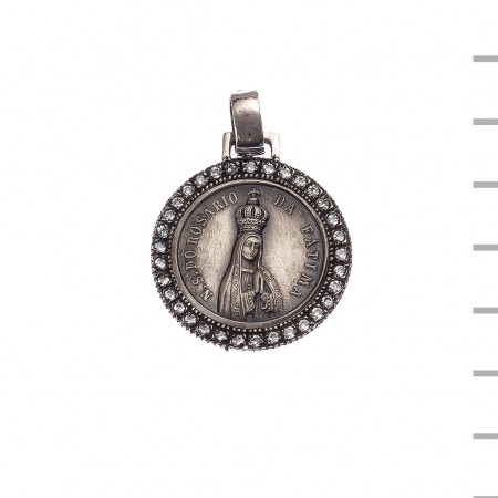 Medalha Prata e Pedras Fátima Coroada 11,40gr Medalha Prata e Pedras Fátima Coroada 11,40gr