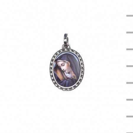 Medalha Prata e Pedras Mãe Dolorosa 4,00gr Medalha Prata e Pedras Mãe Dolorosa 4,00gr