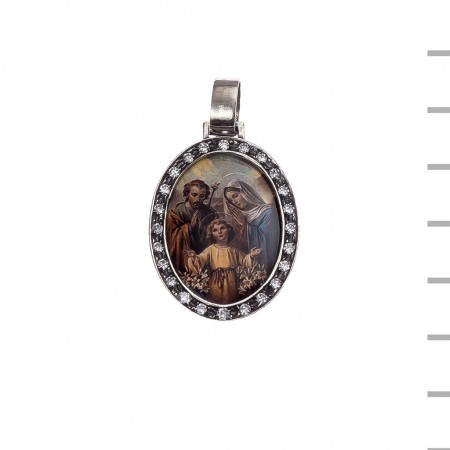 Medalha Prata e Pedras Sagrada Família 4,50gr Medalha Prata e Pedras Sagrada Família 4,50gr