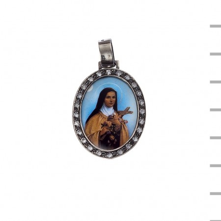 Medalha Prata e Pedras Santa Teresinha nº2 4,50gr Medalha Prata e Pedras Santa Teresinha nº2 4,50gr