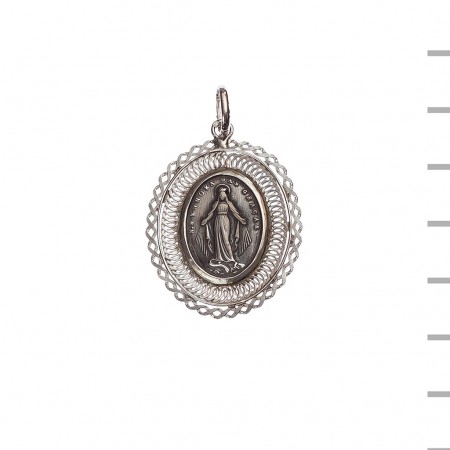 Medalha Prata Oval Renda Dupla Milagrosa 5,30gr Medalha Prata Oval Renda Dupla Milagrosa 5,30gr