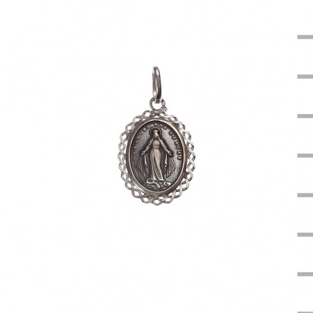 Medalha Prata Oval Renda Nossa Sra. das Graças 3,00gr